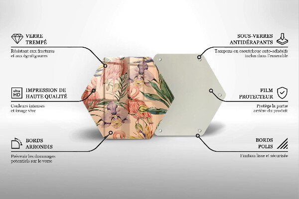 Skleněná deska do kuchyně Plameňáci ilustrace