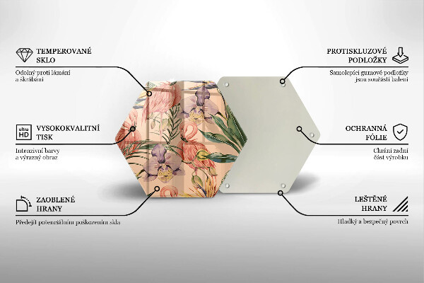 Skleněná deska do kuchyně Plameňáci ilustrace