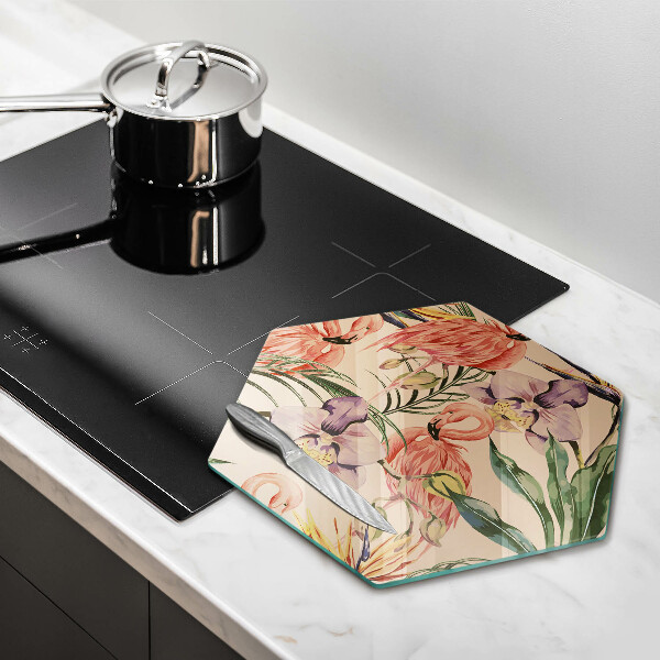 Skleněná deska do kuchyně Plameňáci ilustrace