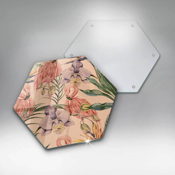 Skleněná deska do kuchyně Plameňáci ilustrace