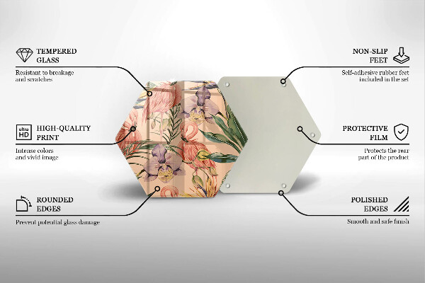 Skleněná deska do kuchyně Plameňáci ilustrace