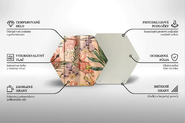 Skleněná deska do kuchyně Plameňáci ilustrace