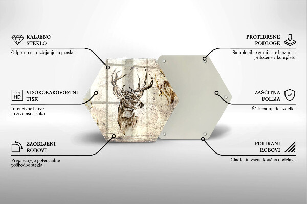 Skleněná deska do kuchyně Ilustrace zvířat jelenů
