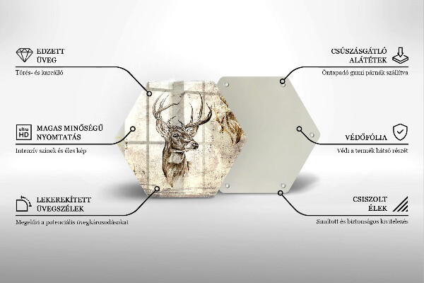 Skleněná deska do kuchyně Ilustrace zvířat jelenů