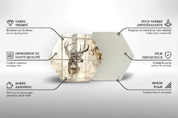 Skleněná deska do kuchyně Ilustrace zvířat jelenů