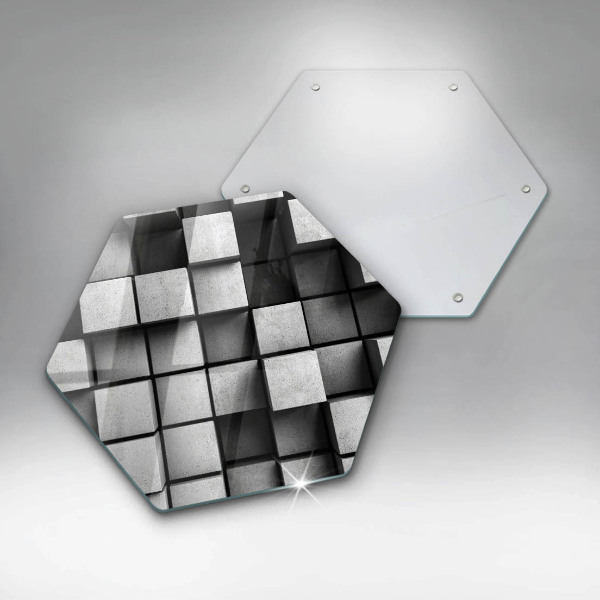 Skleněná deska do kuchyně Abstraktní 3d čtverce