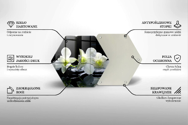 Skleněná deska do kuchyně Bílé květy v zenové vodě