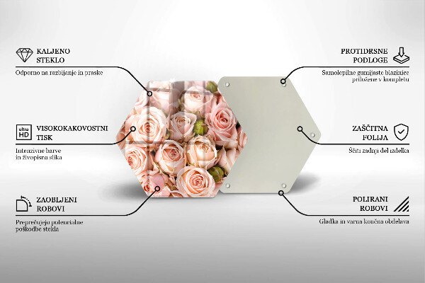 Skleněná deska do kuchyně Kytice jemných růží