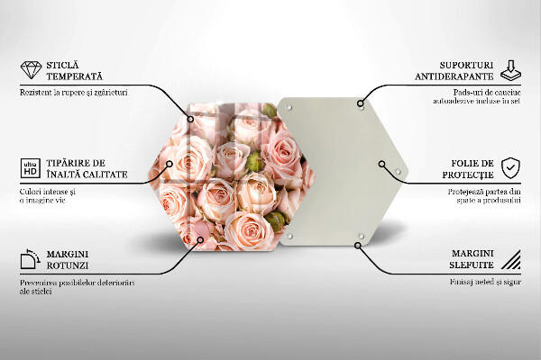 Skleněná deska do kuchyně Kytice jemných růží