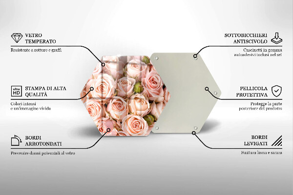 Skleněná deska do kuchyně Kytice jemných růží