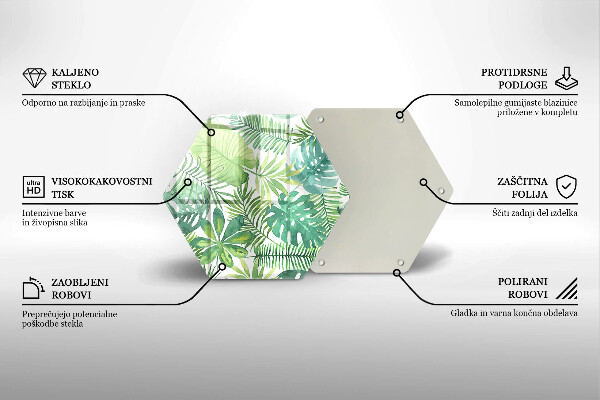 Skleněná deska do kuchyně Akvarel boho listy