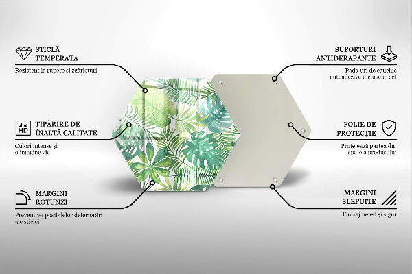 Skleněná deska do kuchyně Akvarel boho listy