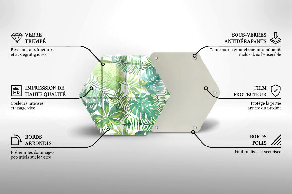 Skleněná deska do kuchyně Akvarel boho listy