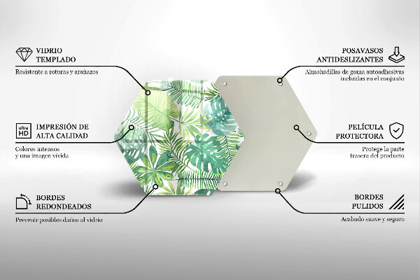 Skleněná deska do kuchyně Akvarel boho listy