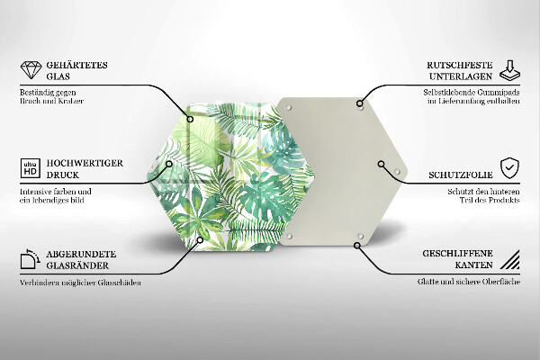 Skleněná deska do kuchyně Akvarel boho listy