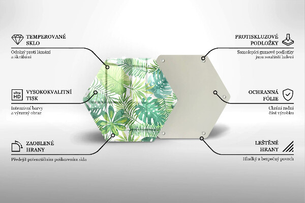 Skleněná deska do kuchyně Akvarel boho listy