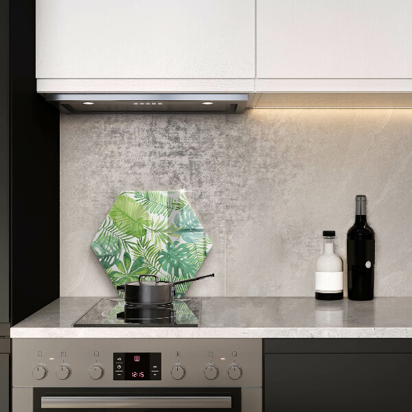 Skleněná deska do kuchyně Akvarel boho listy