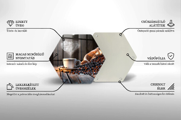 Skleněná deska do kuchyně Šálek kávy a srdce