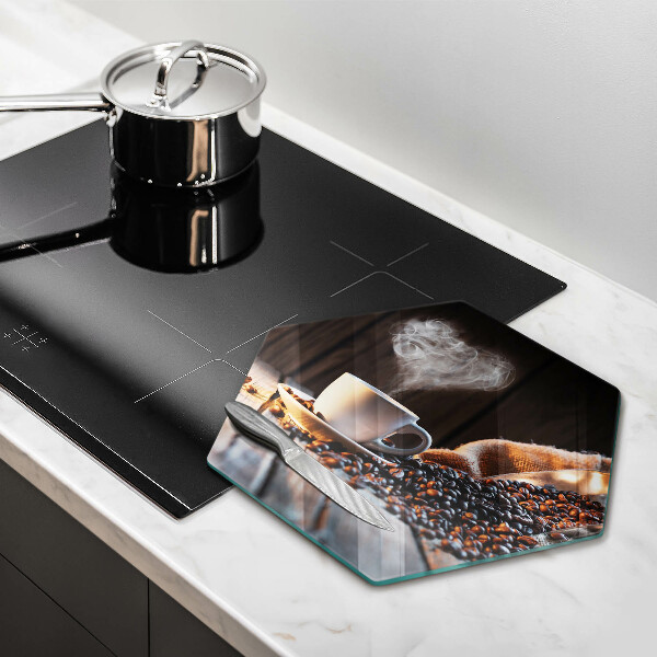 Skleněná deska do kuchyně Šálek kávy a srdce