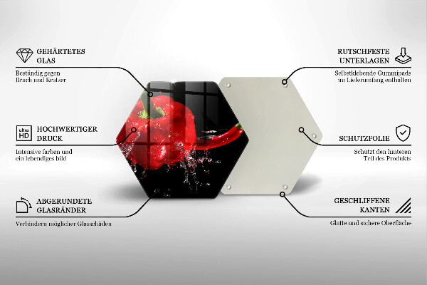 Skleněná deska do kuchyně Červené papriky ve vodě