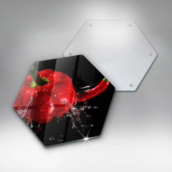 Skleněná deska do kuchyně Červené papriky ve vodě