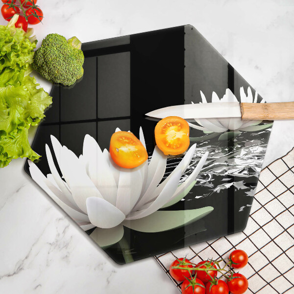 Skleněná deska do kuchyně Bílé lilie na vodě