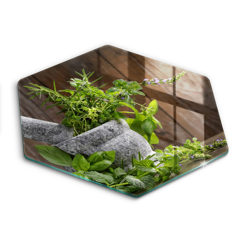 Skleněná deska do kuchyně Pěstuje bylinky a dřevo