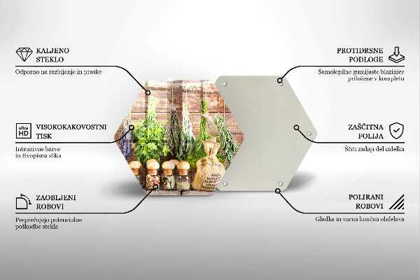 Skleněná deska do kuchyně Byliny koření a dřevo