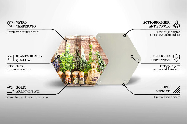 Skleněná deska do kuchyně Byliny koření a dřevo