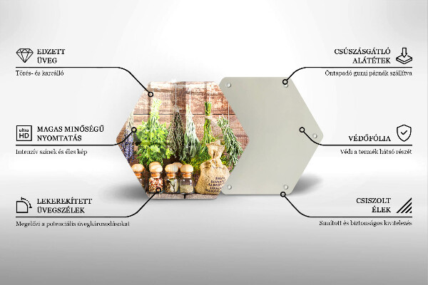 Skleněná deska do kuchyně Byliny koření a dřevo