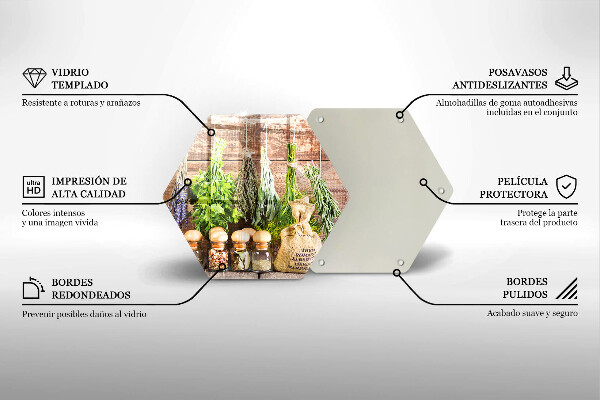 Skleněná deska do kuchyně Byliny koření a dřevo