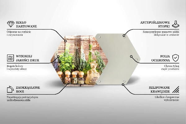 Skleněná deska do kuchyně Byliny koření a dřevo