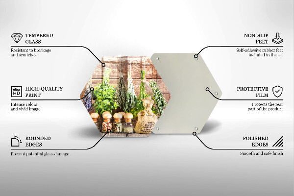 Skleněná deska do kuchyně Byliny koření a dřevo