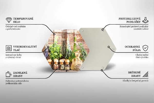 Skleněná deska do kuchyně Byliny koření a dřevo