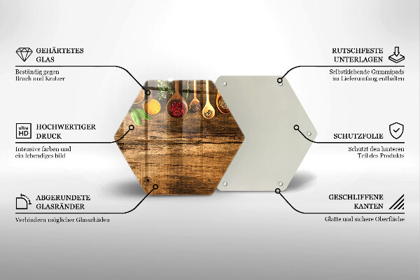 Skleněná deska do kuchyně Dřevěné lžíce koření