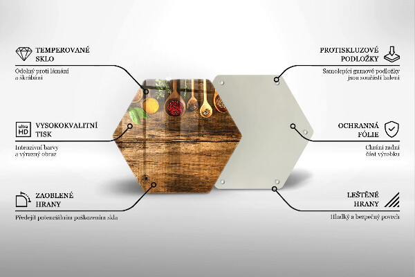 Skleněná deska do kuchyně Dřevěné lžíce koření