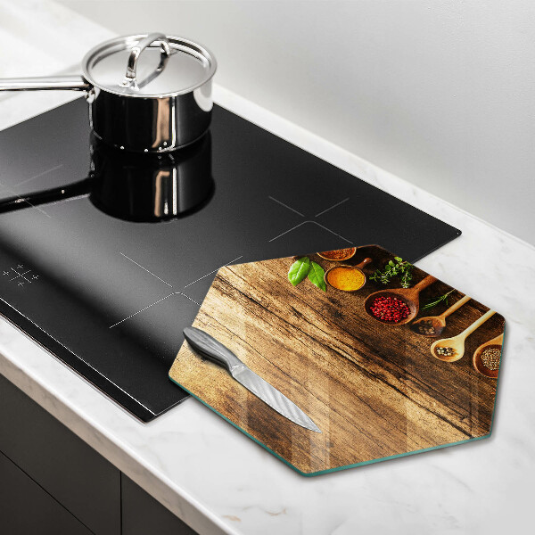 Skleněná deska do kuchyně Dřevěné lžíce koření