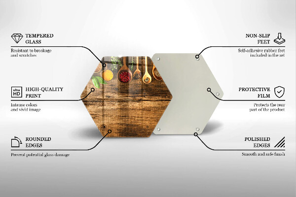 Skleněná deska do kuchyně Dřevěné lžíce koření