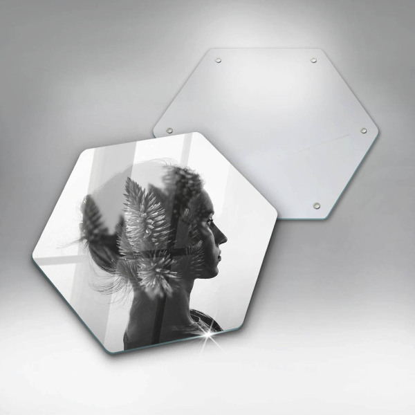 Skleněná deska do kuchyně Žena a les