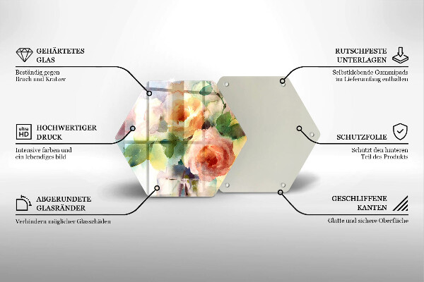 Skleněná deska do kuchyně Malované květiny