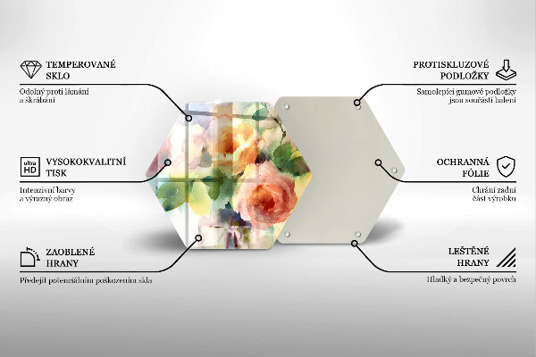 Skleněná deska do kuchyně Malované květiny