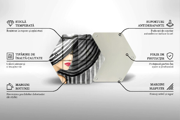 Skleněná deska do kuchyně Žena v klobouku