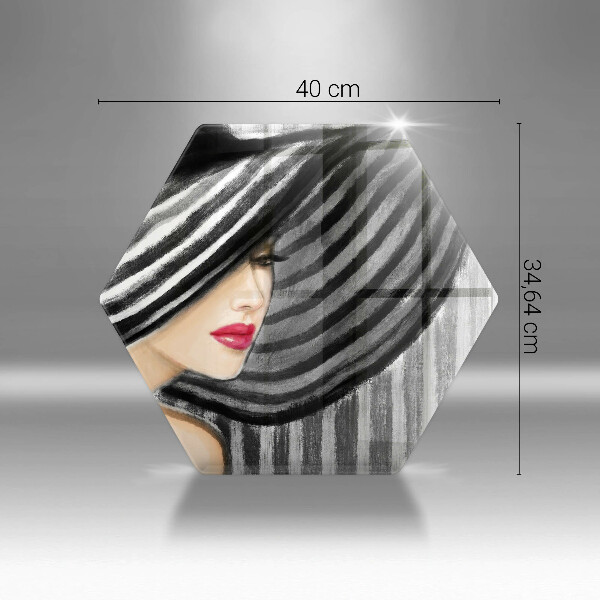 Skleněná deska do kuchyně Žena v klobouku