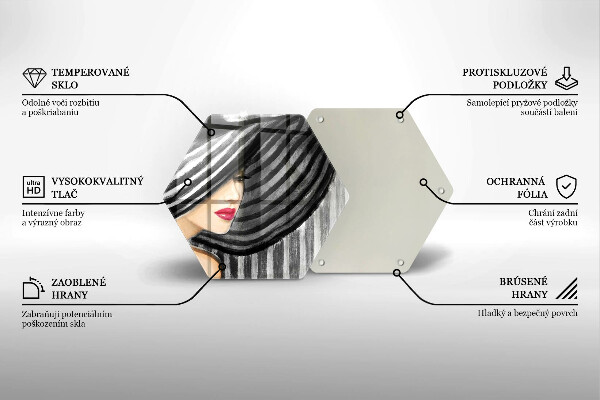 Skleněná deska do kuchyně Žena v klobouku