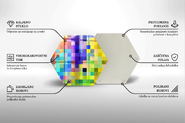 Skleněná krájecí deska Barevné pixelové čtverce