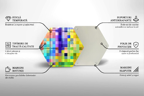 Skleněná krájecí deska Barevné pixelové čtverce