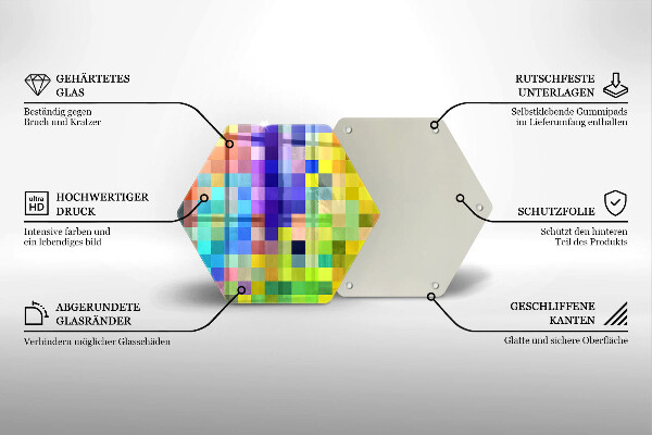 Skleněná krájecí deska Barevné pixelové čtverce