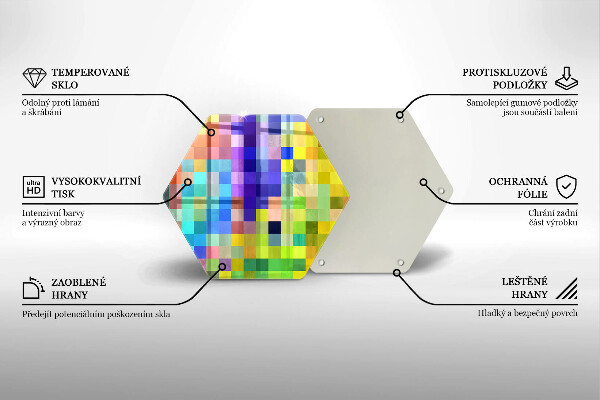 Skleněná krájecí deska Barevné pixelové čtverce