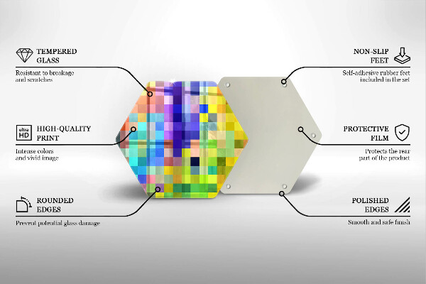 Skleněná krájecí deska Barevné pixelové čtverce