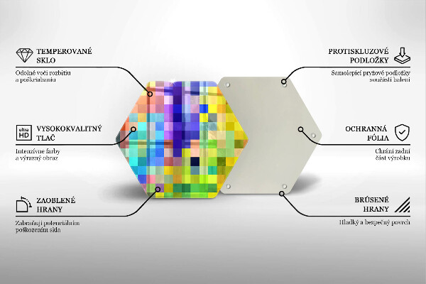 Skleněná krájecí deska Barevné pixelové čtverce